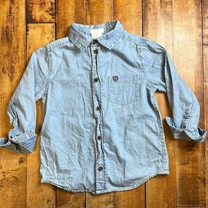 Jacadi Paris long sleeve shirt size 6 chambray button down shirt cotton spring